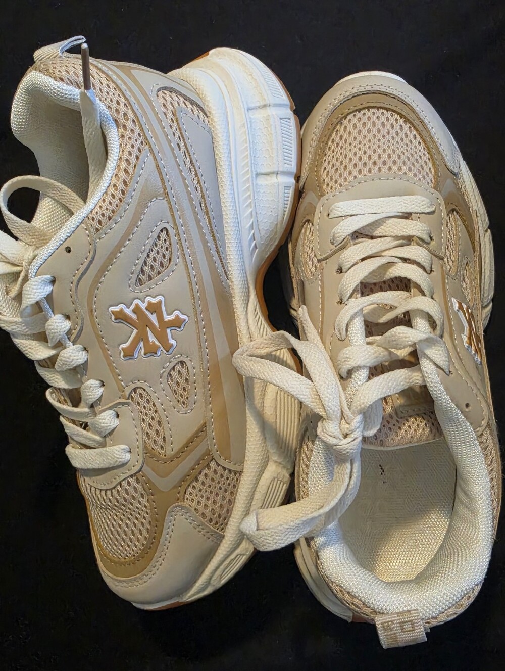 Chunky Lace-Up Women's Sneakers in Beige and Cream